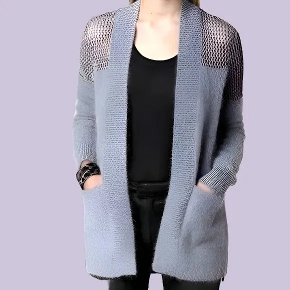 All Saints Grey Angora Mesh Minako Cardigan