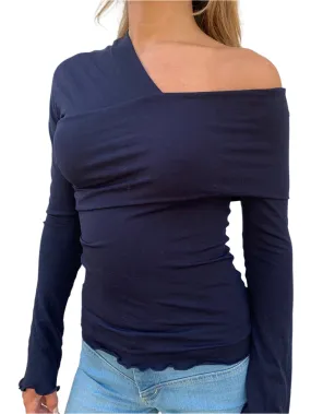 Avalon off shoulder Top. French Navy