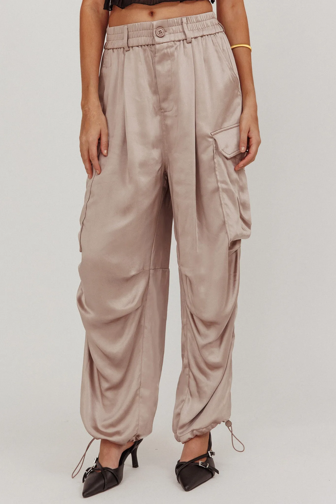 Betty Satin Cargo Pant Mink