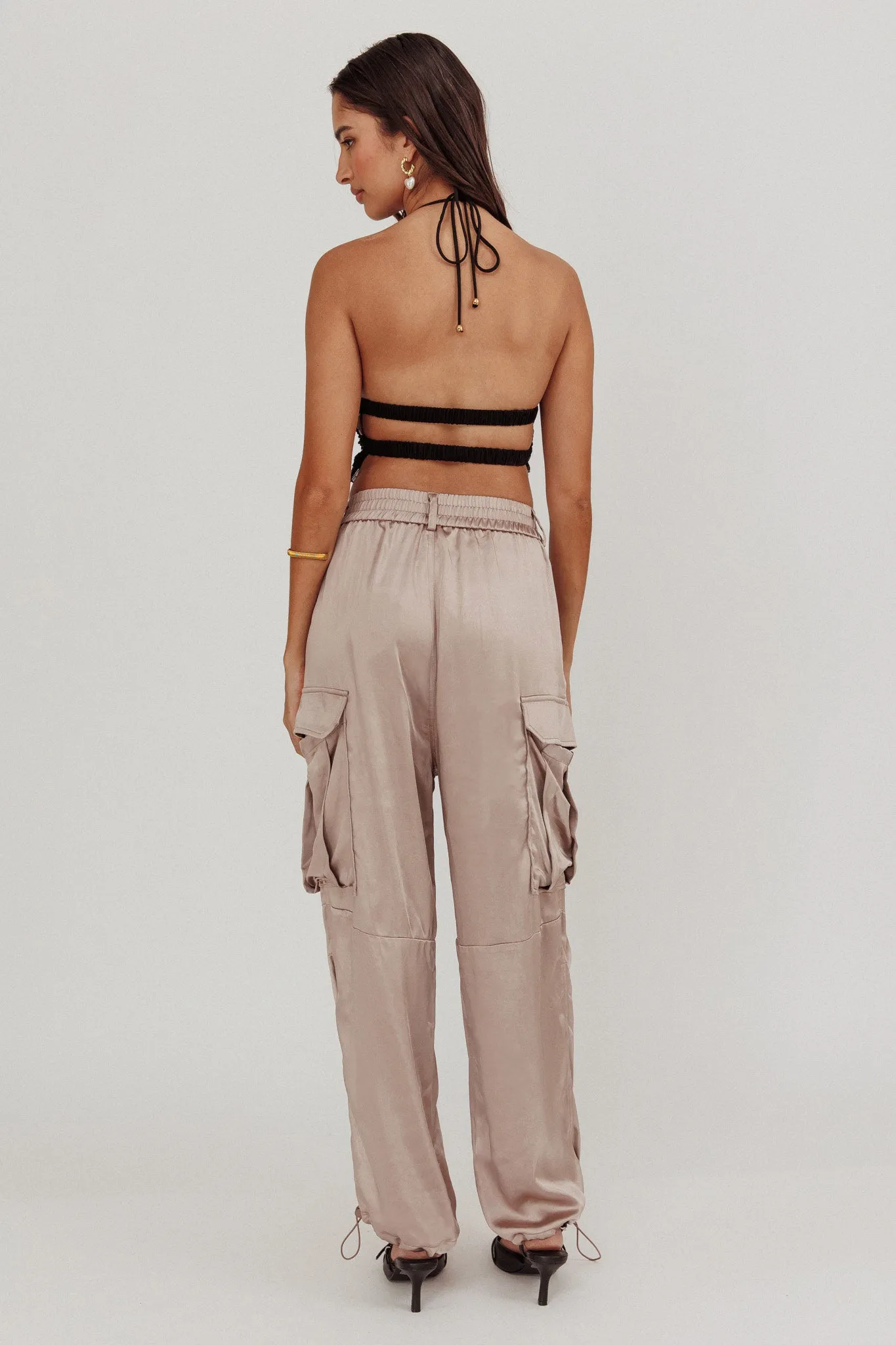 Betty Satin Cargo Pant Mink