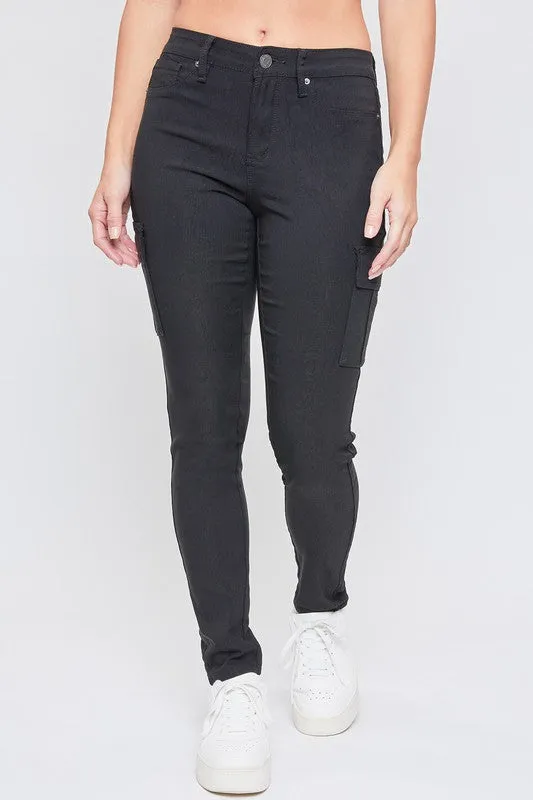 Black Junior Hyperstretch 1-Button Skinny Cargo