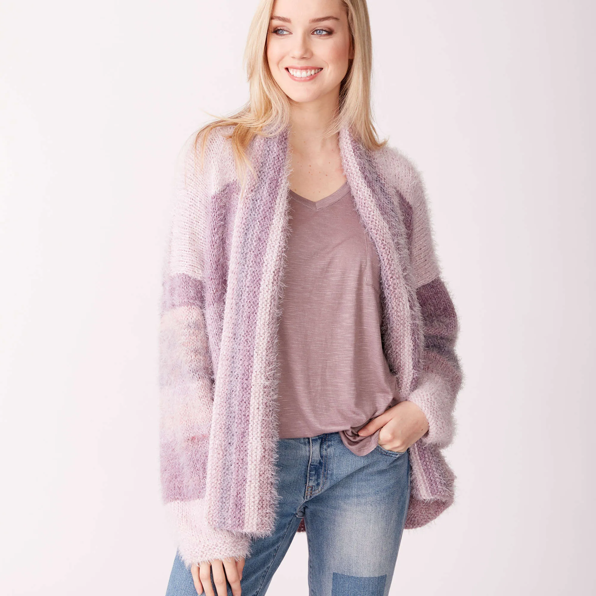 Caron Shawl Collar Knit Cardigan