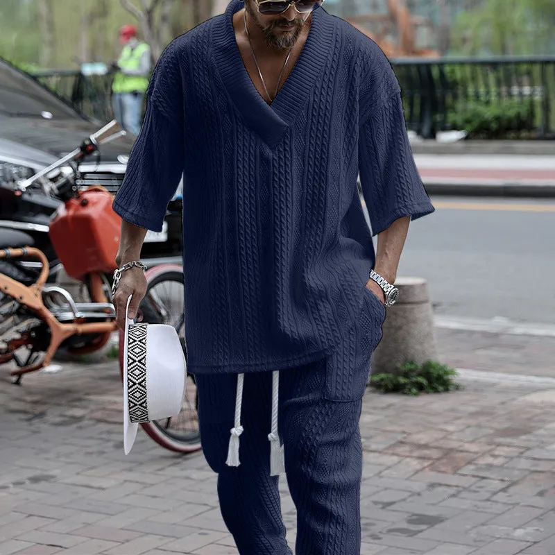 Casual Sweater Suit Men's Loose Short-sleeved T-shirt Trousers