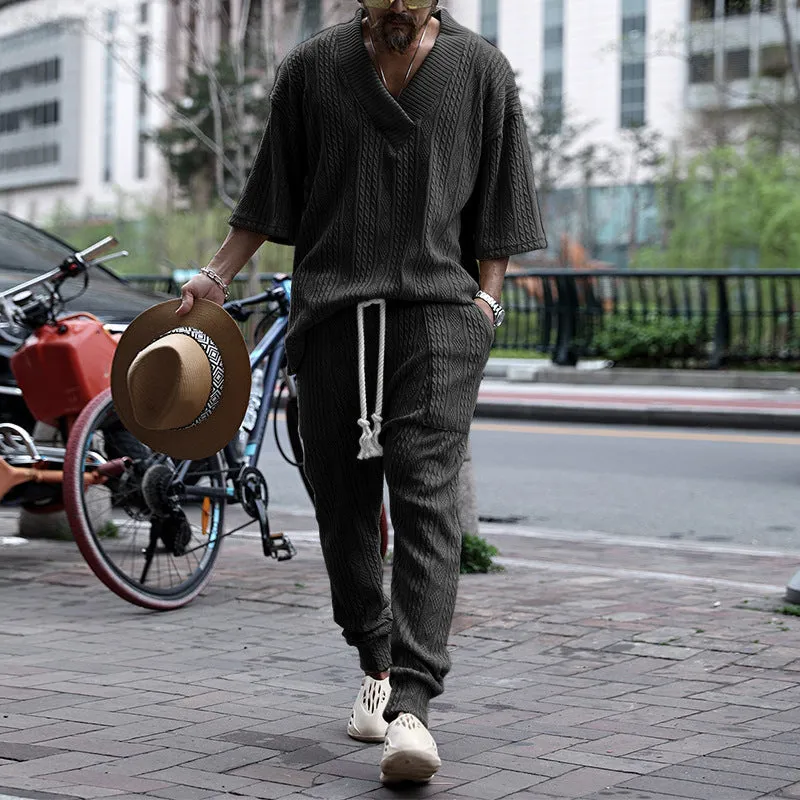 Casual Sweater Suit Men's Loose Short-sleeved T-shirt Trousers