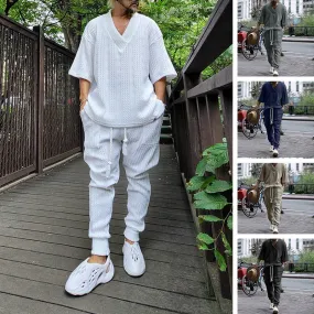 Casual Sweater Suit Men's Loose Short-sleeved T-shirt Trousers