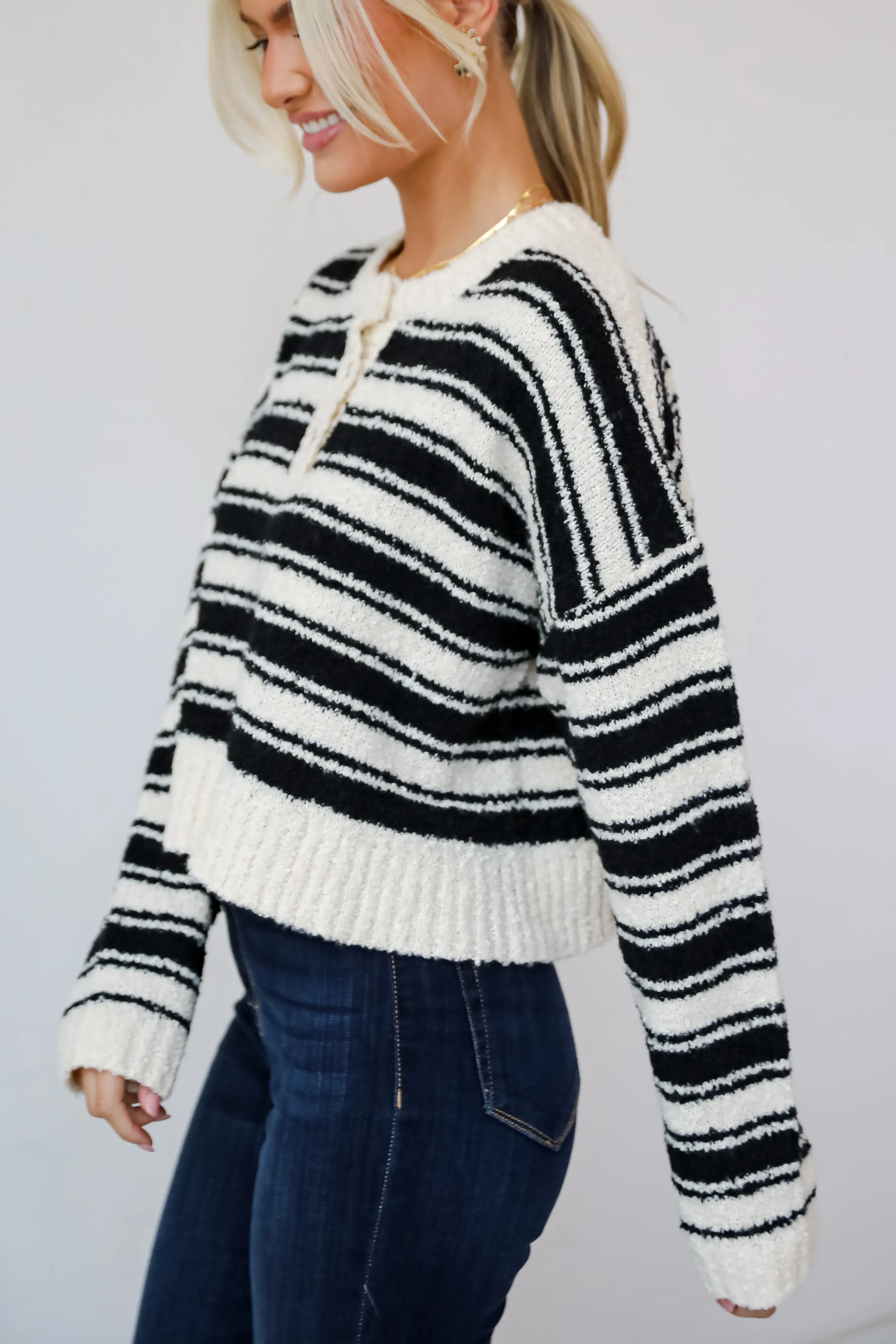 Classic Comfort Black Striped Sweater