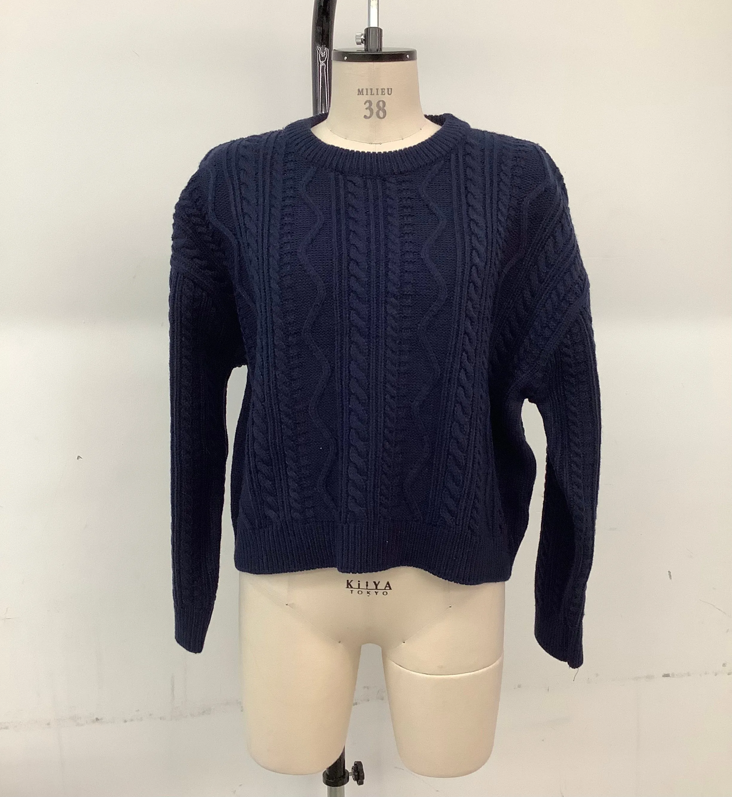 CROPPED CABLE WOOL KNIT TOP