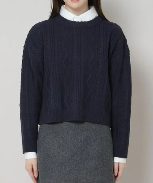 CROPPED CABLE WOOL KNIT TOP