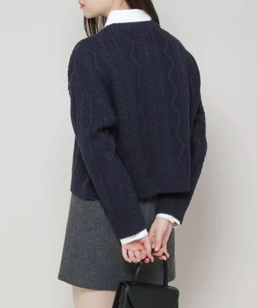 CROPPED CABLE WOOL KNIT TOP