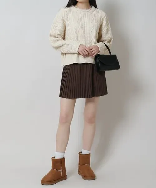 CROPPED CABLE WOOL KNIT TOP