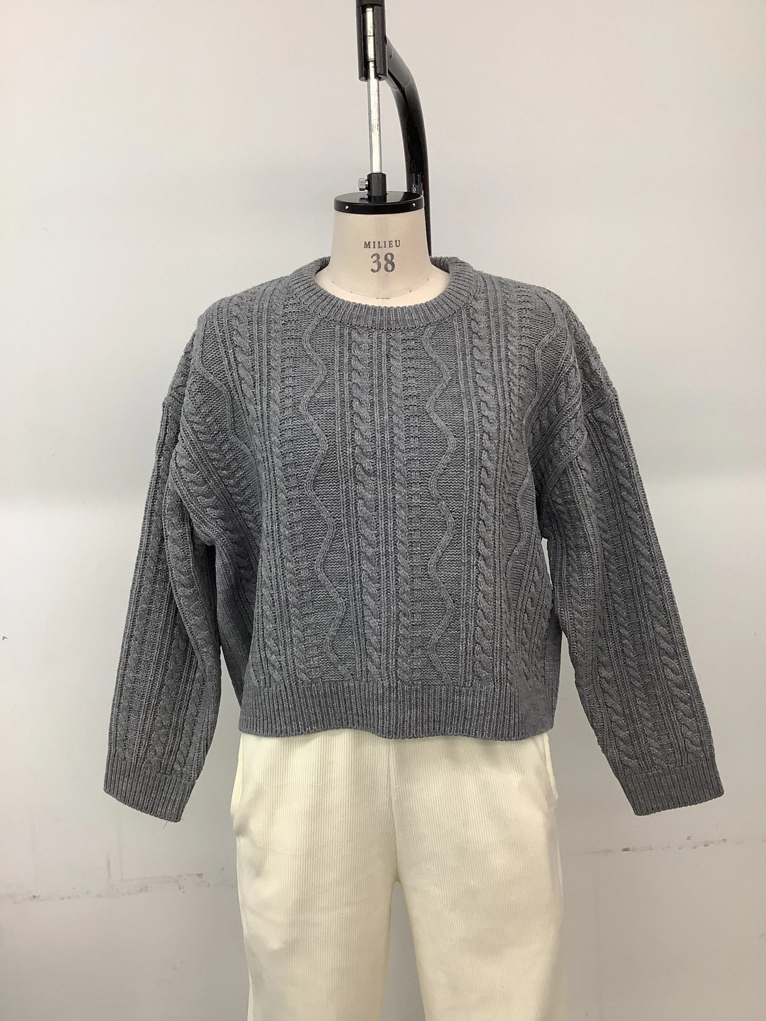 CROPPED CABLE WOOL KNIT TOP