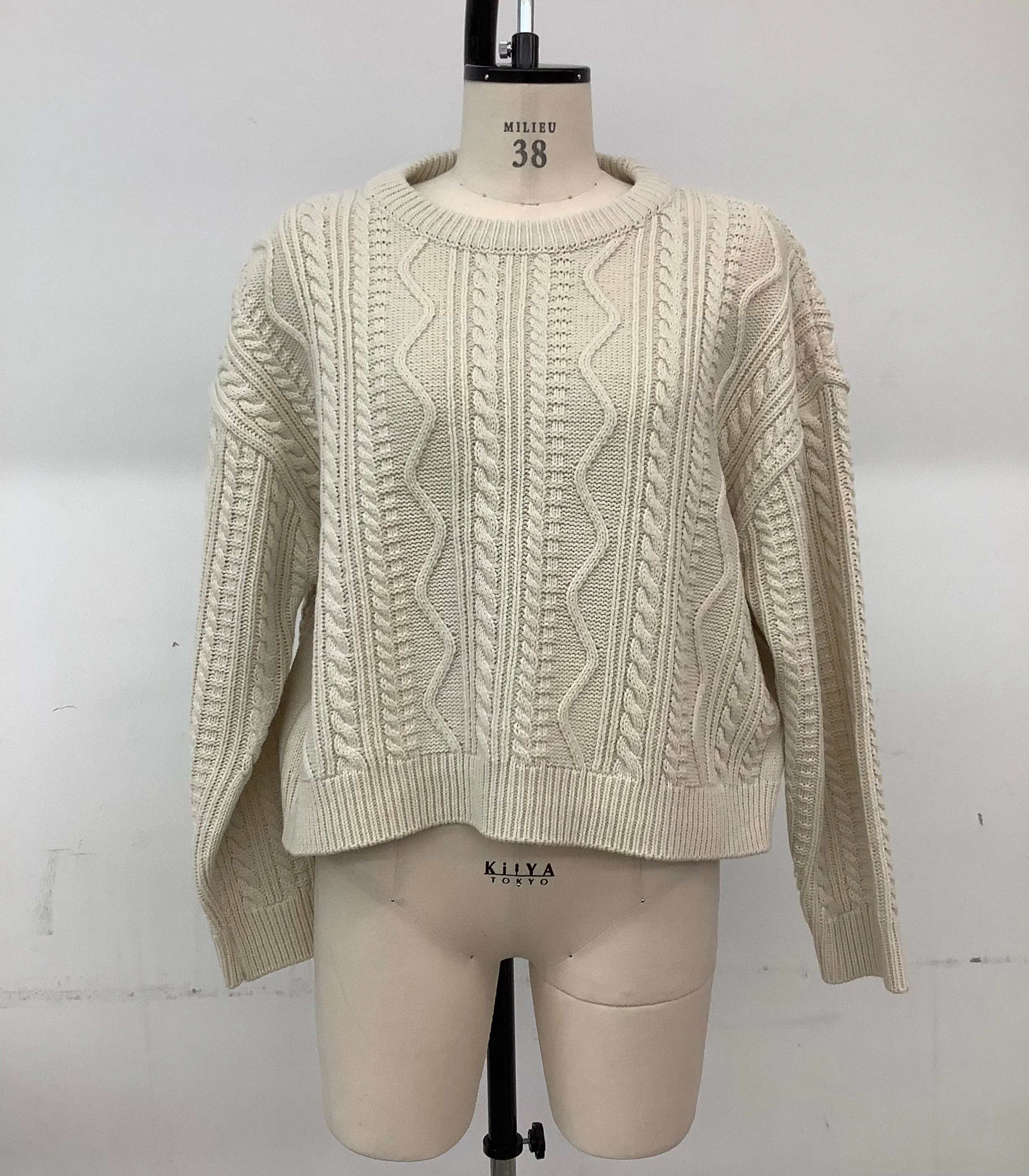 CROPPED CABLE WOOL KNIT TOP