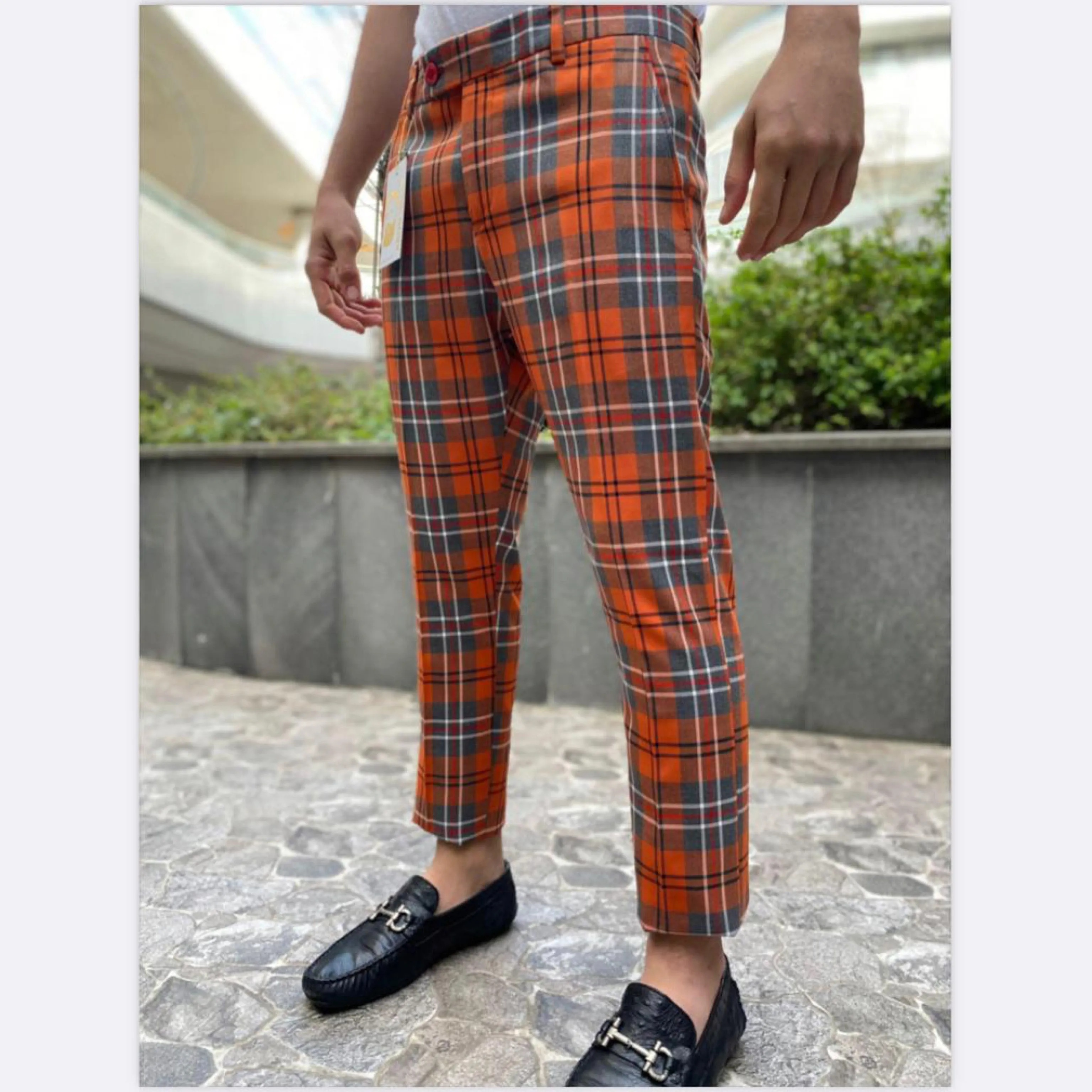 DJ PLUS: Plaid Skinny Dress Pants ON46