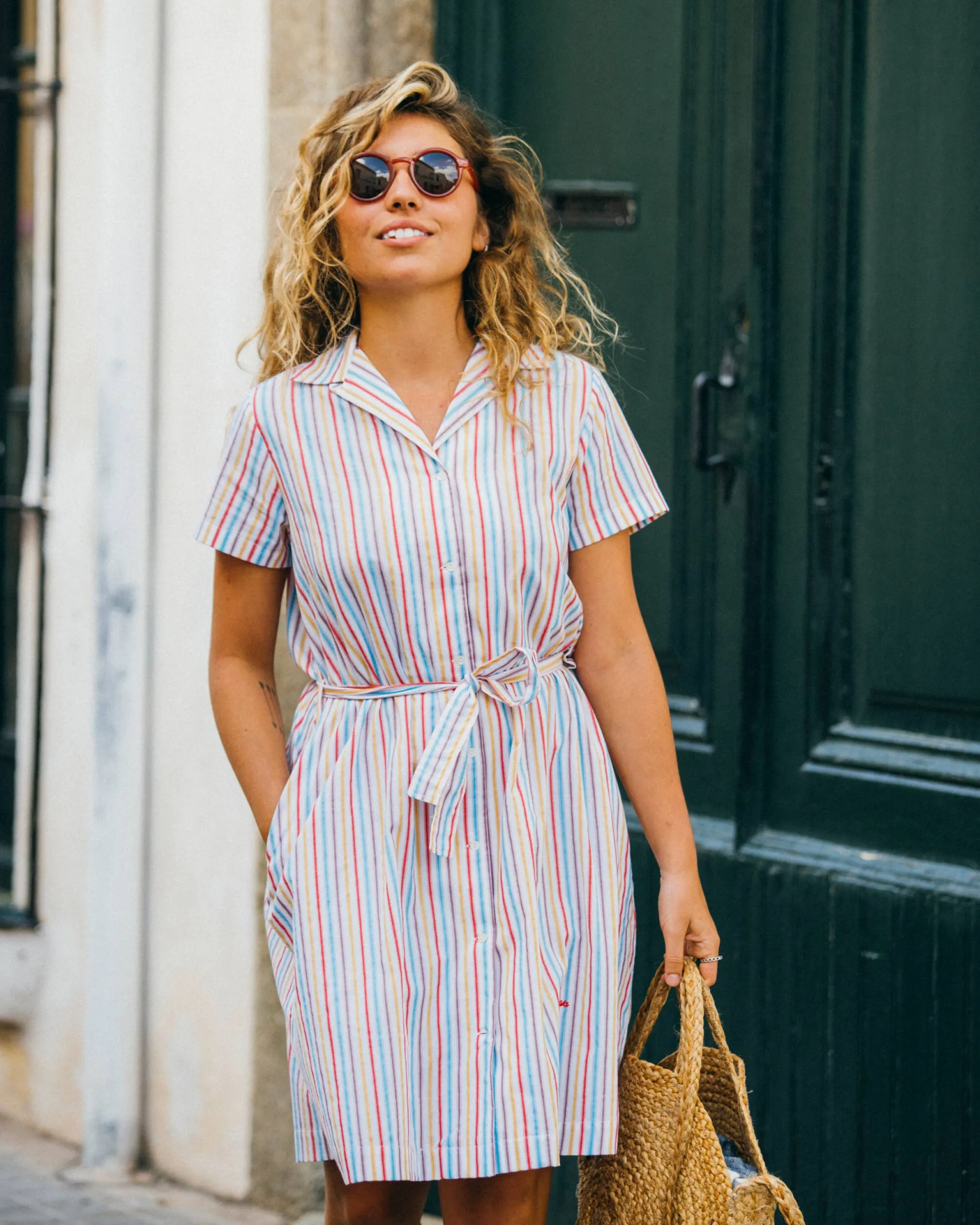 Downtown Stripe Shirt Dress