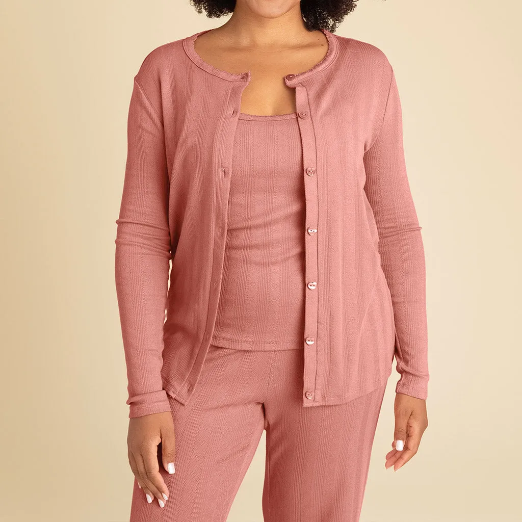 Dusty Rose Women's Pointelle Cardigan