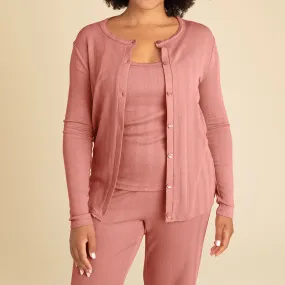 Dusty Rose Women's Pointelle Cardigan