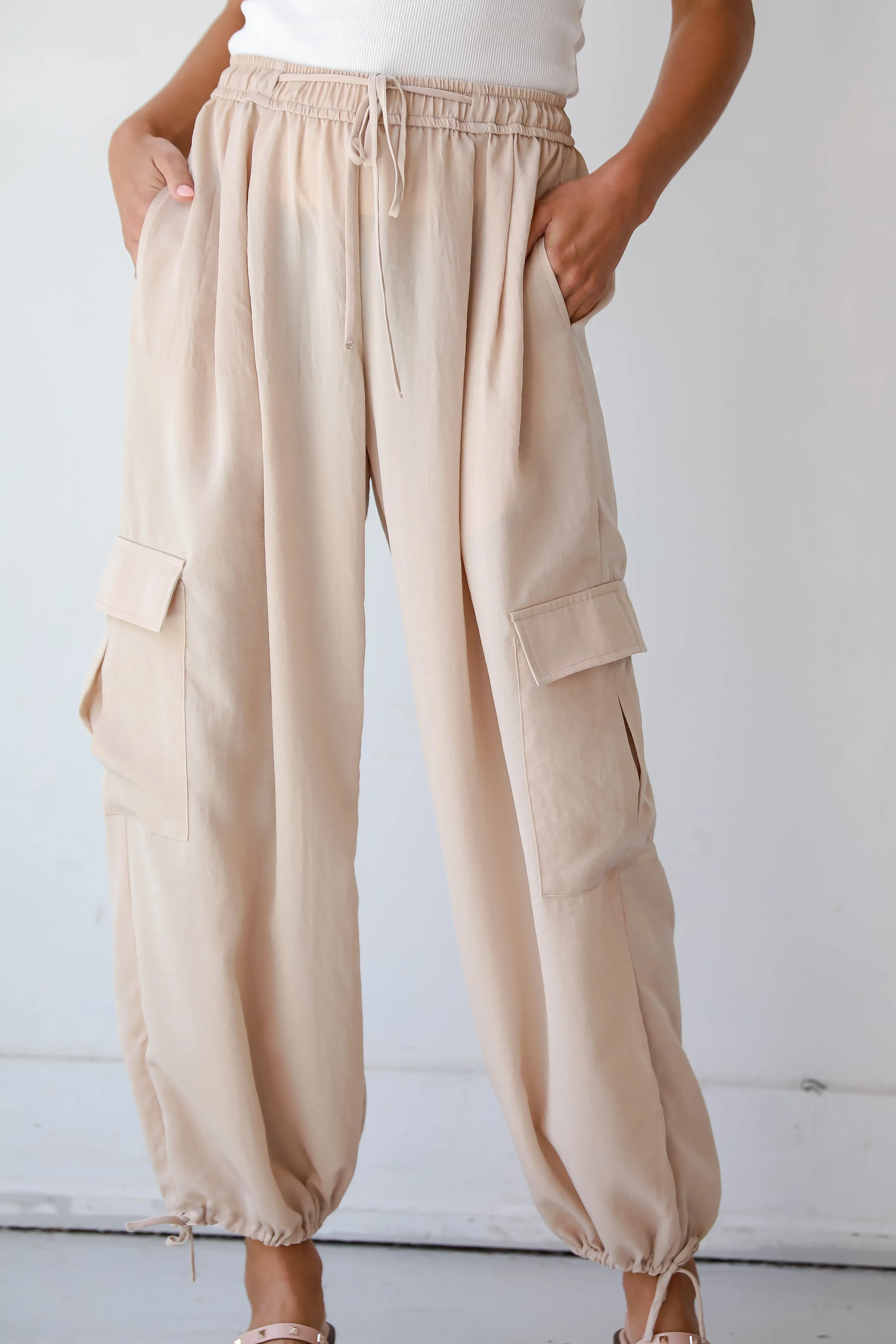 FINAL SALE - Poised Cool Taupe Cargo Pants