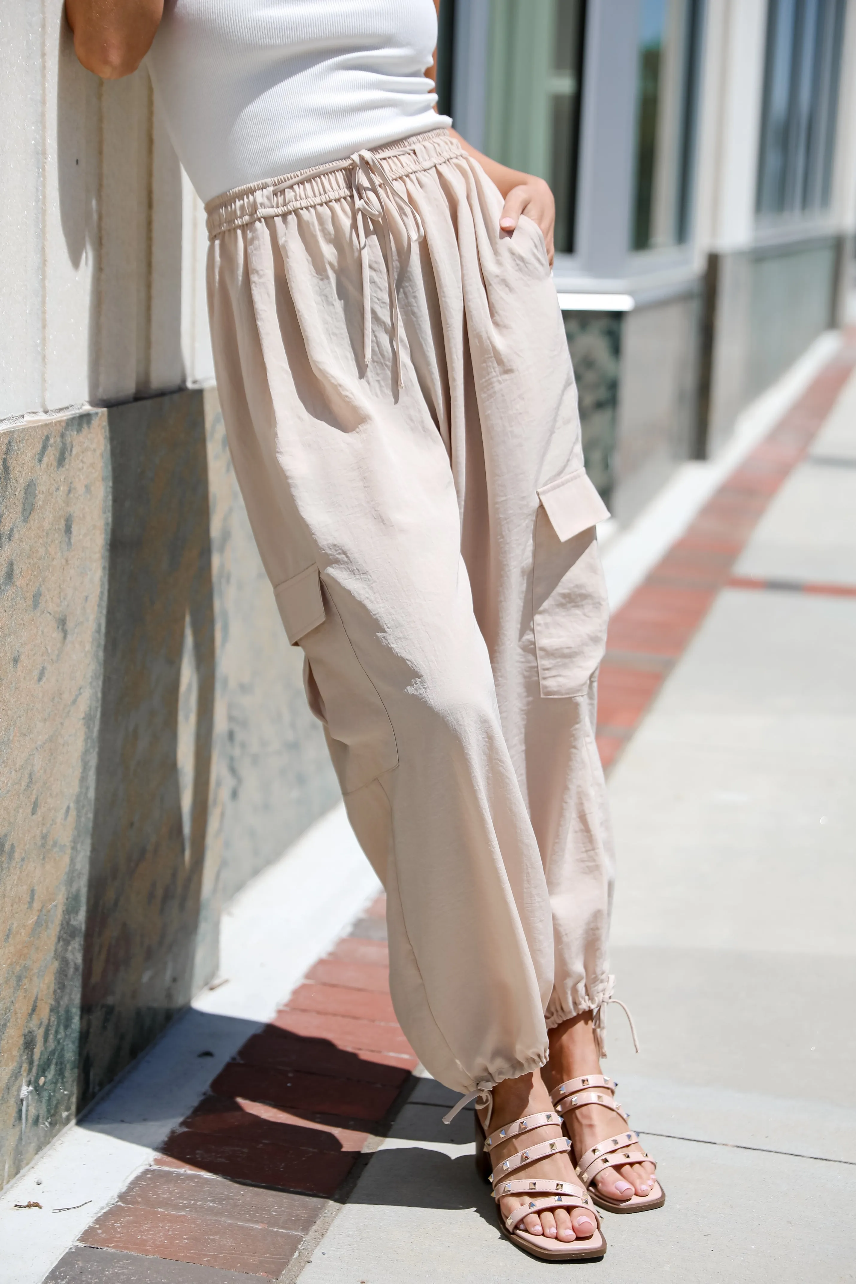 FINAL SALE - Poised Cool Taupe Cargo Pants