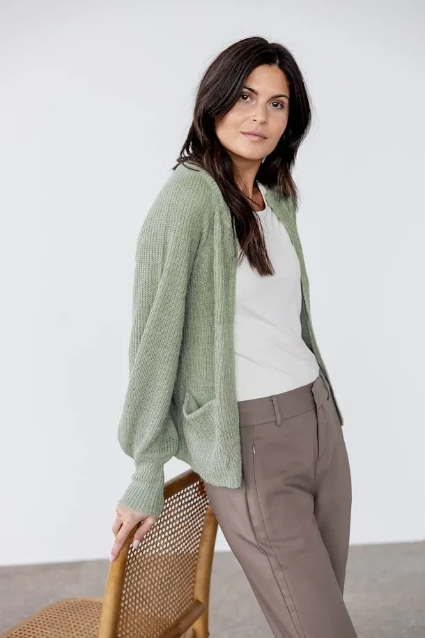 Fransa Eretta Cardigan in Green Bay Melange