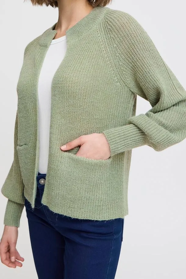 Fransa Eretta Cardigan in Green Bay Melange