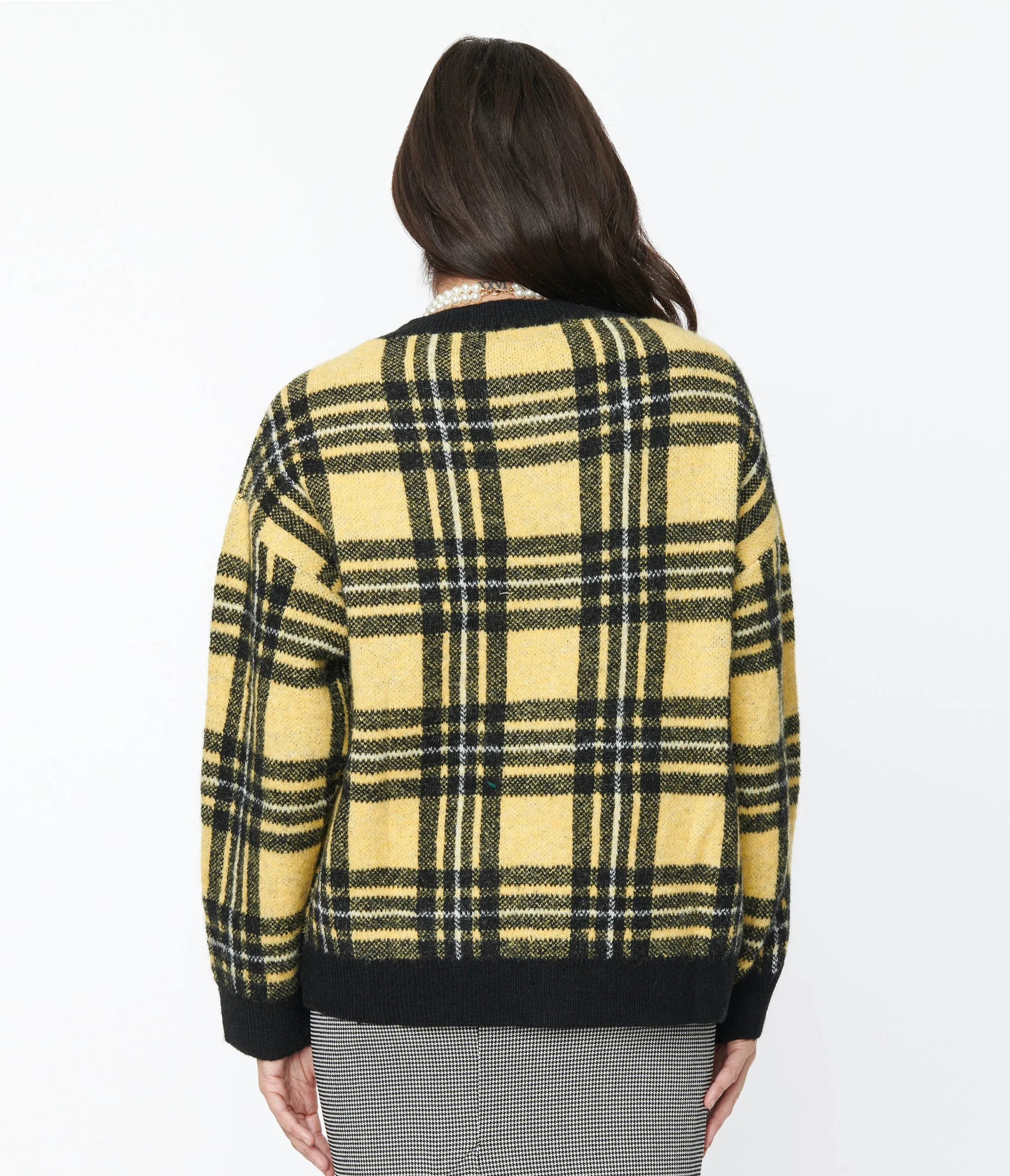 Hell Bunny Yellow & Black Plaid Cardigan