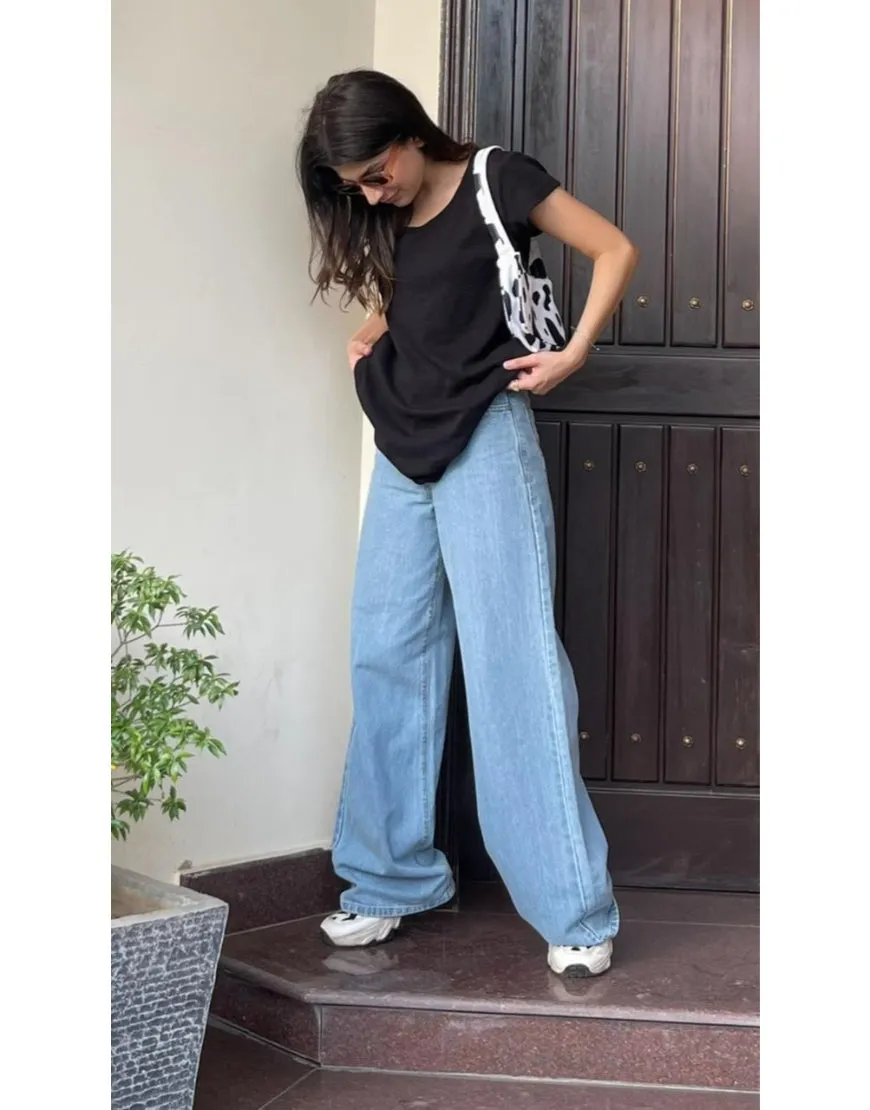 High Rise Wide Leg Jeans Medium Wash