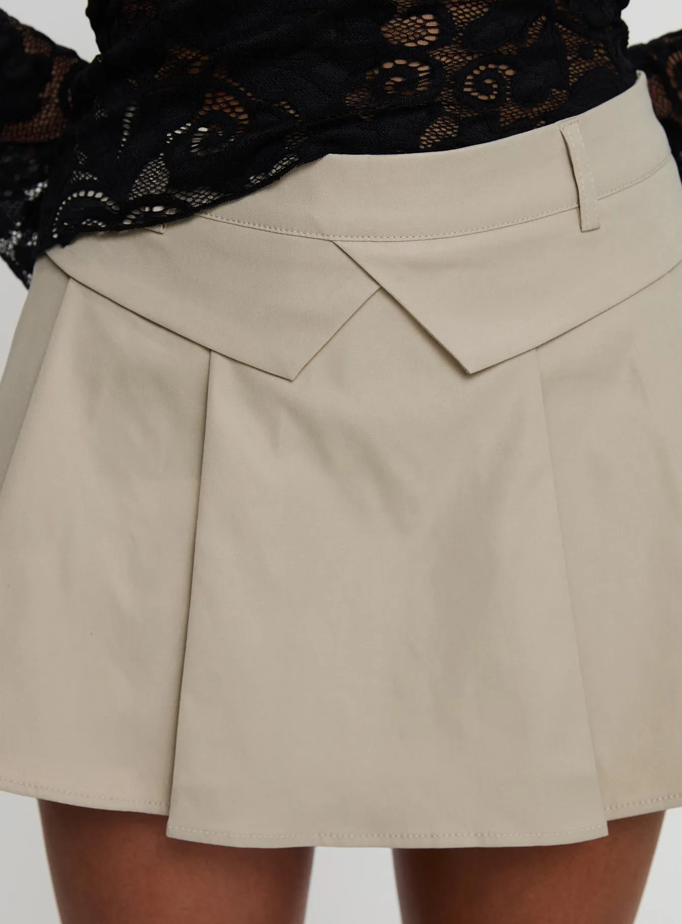 Khaite Pleated Mini Skirt Beige