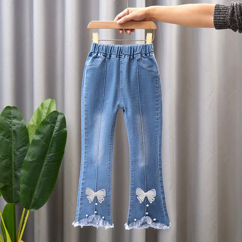 Kids Girls Denim Pants Kids Bell-bottoms Children Spring Autumn Clothing Casual Girls Jeans - GJN0164