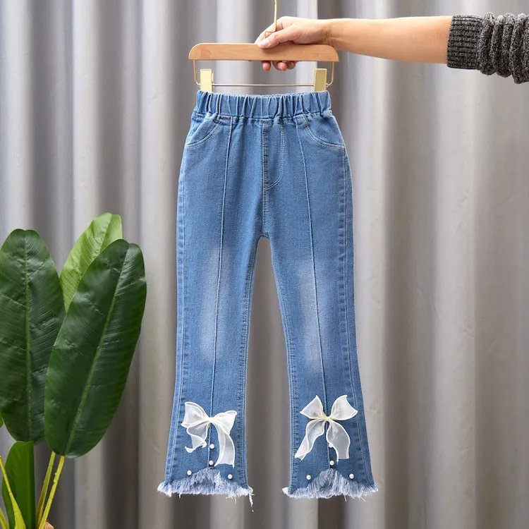 Kids Girls Denim Pants Kids Bell-bottoms Children Spring Autumn Clothing Casual Girls Jeans - GJN0164