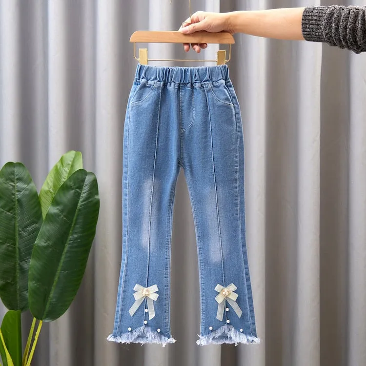 Kids Girls Denim Pants Kids Bell-bottoms Children Spring Autumn Clothing Casual Girls Jeans - GJN0164