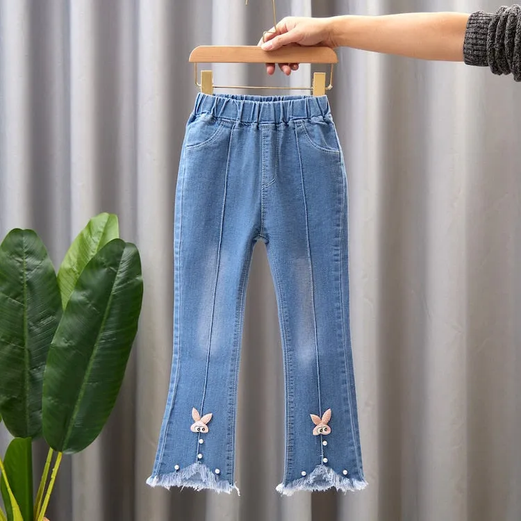 Kids Girls Denim Pants Kids Bell-bottoms Children Spring Autumn Clothing Casual Girls Jeans - GJN0164