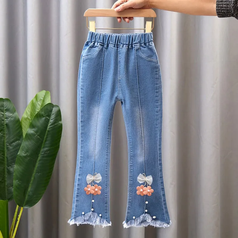 Kids Girls Denim Pants Kids Bell-bottoms Children Spring Autumn Clothing Casual Girls Jeans - GJN0164