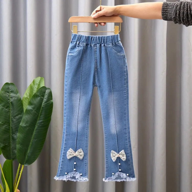 Kids Girls Denim Pants Kids Bell-bottoms Children Spring Autumn Clothing Casual Girls Jeans - GJN0164