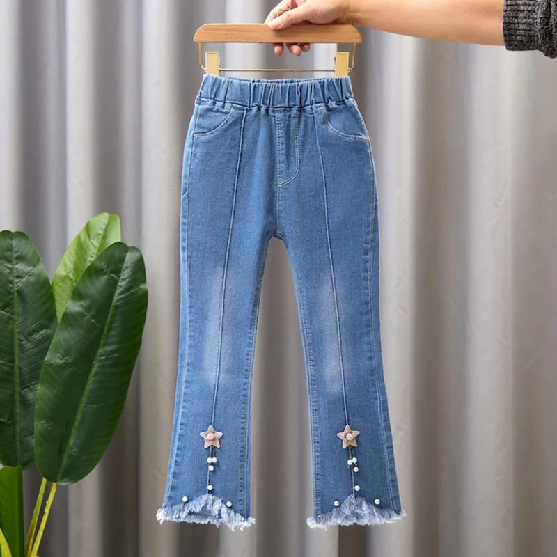 Kids Girls Denim Pants Kids Bell-bottoms Children Spring Autumn Clothing Casual Girls Jeans - GJN0164