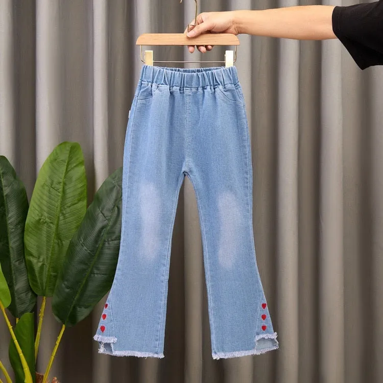 Kids Girls Denim Pants Kids Bell-bottoms Children Spring Autumn Clothing Casual Girls Jeans - GJN0164