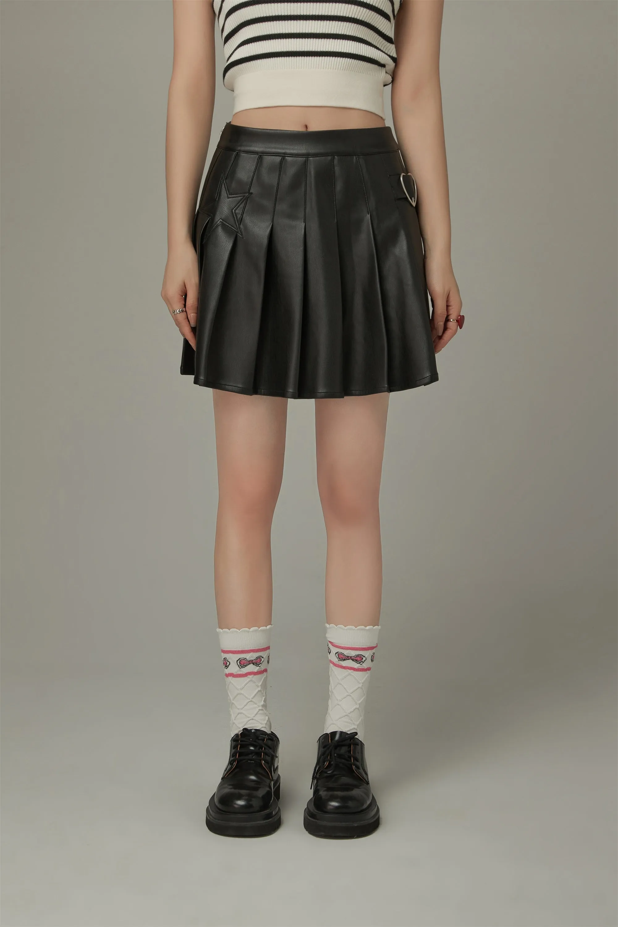 Leather Pleated Skirt