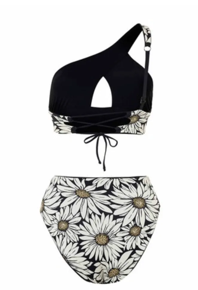 Maaji Ink Black Tamara One Shoulder Bikini Top