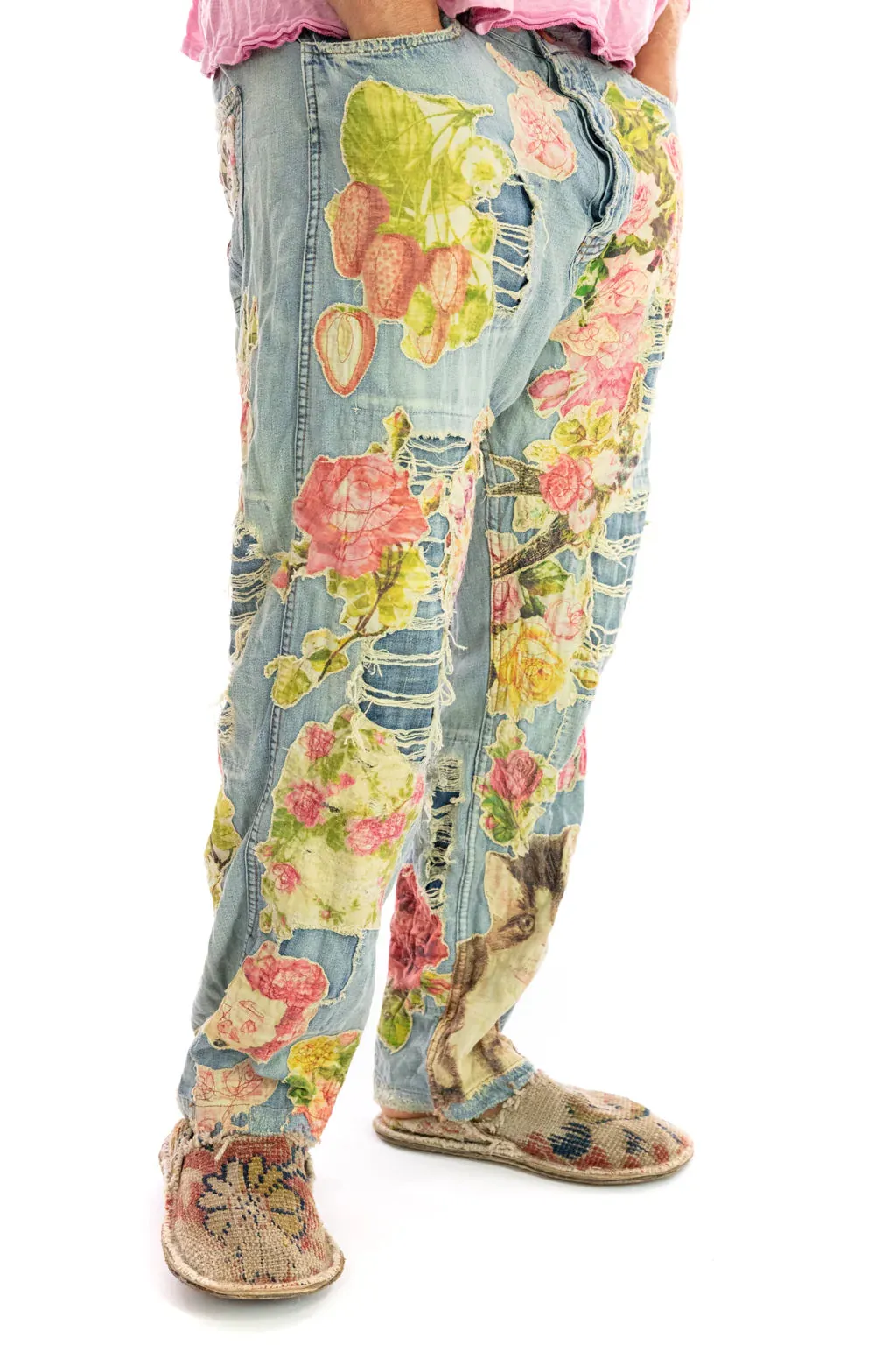 Magnolia Pearl Floral appliqué miner denims PANTS 371-WSHID