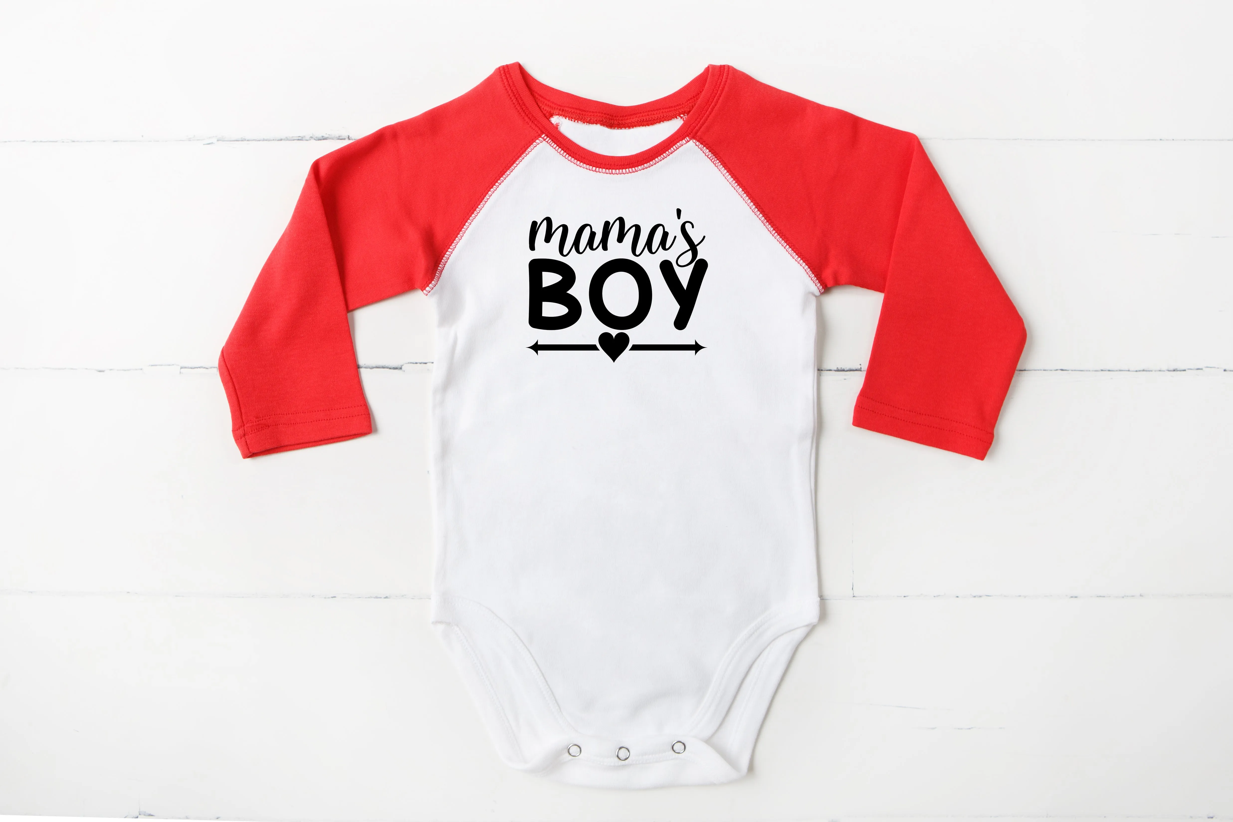 Mama's Boy Valentines red raglan shirt