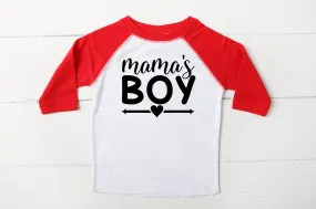 Mama's Boy Valentines red raglan shirt