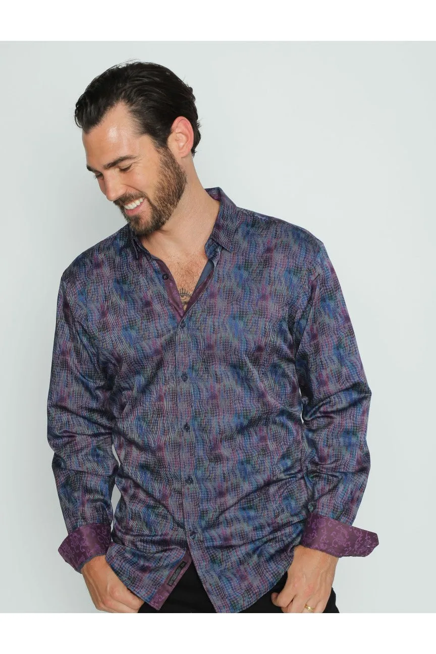 Multi Color Wave Design Button Down Shirt