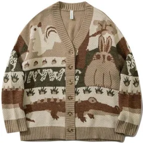 Nature Vintage Squirrel Cardigan Sweater - Embrace Woodland Elegance 🌿🐿️