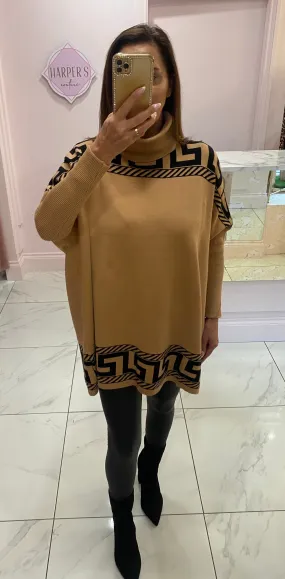 Nikita Greek Key Design Oversized Knit Jumper