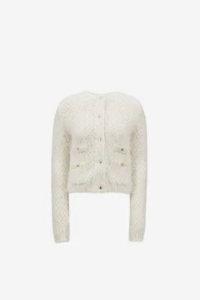 Padded Wool Cardigan Natural