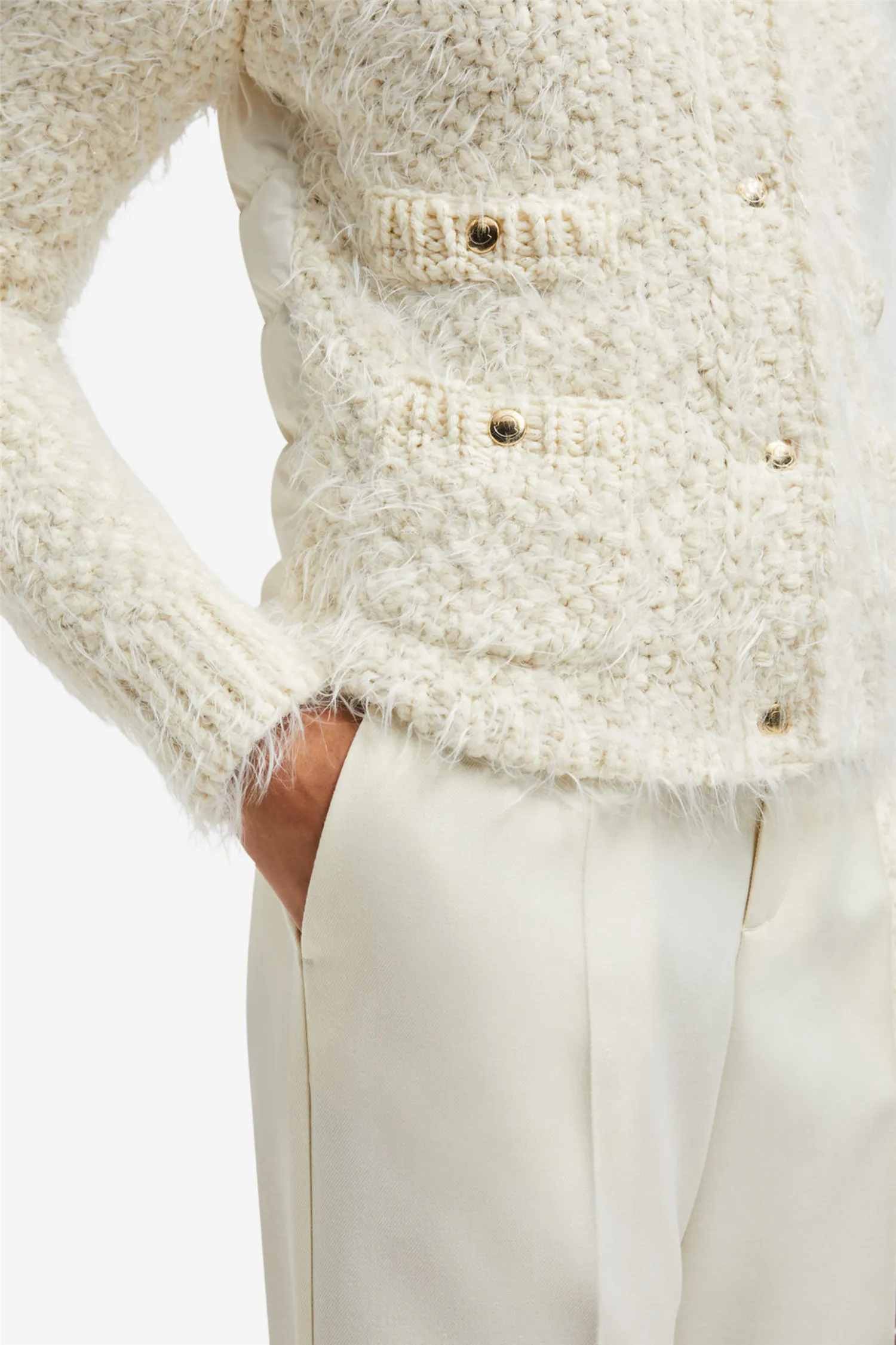 Padded Wool Cardigan Natural