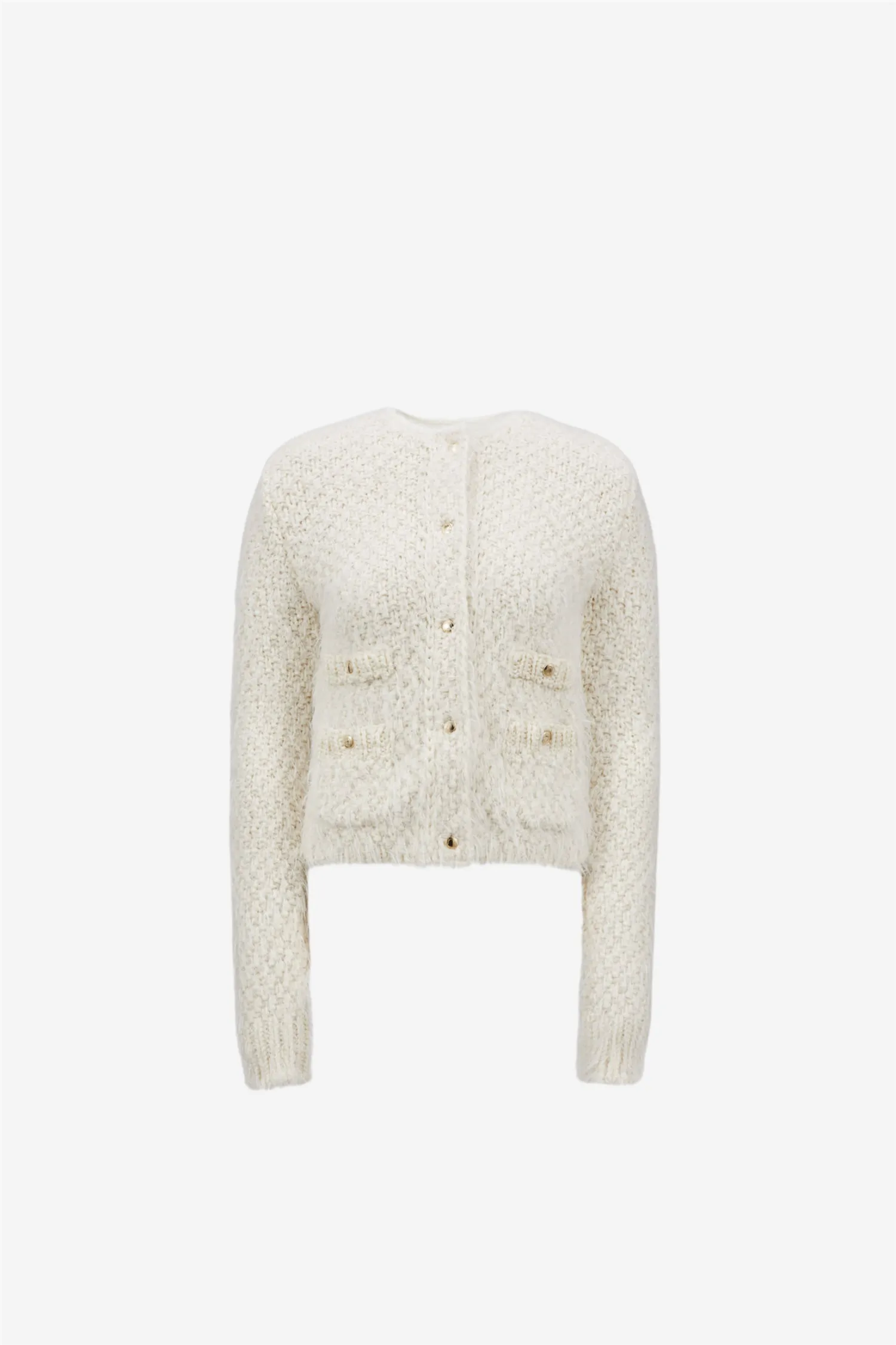 Padded Wool Cardigan Natural