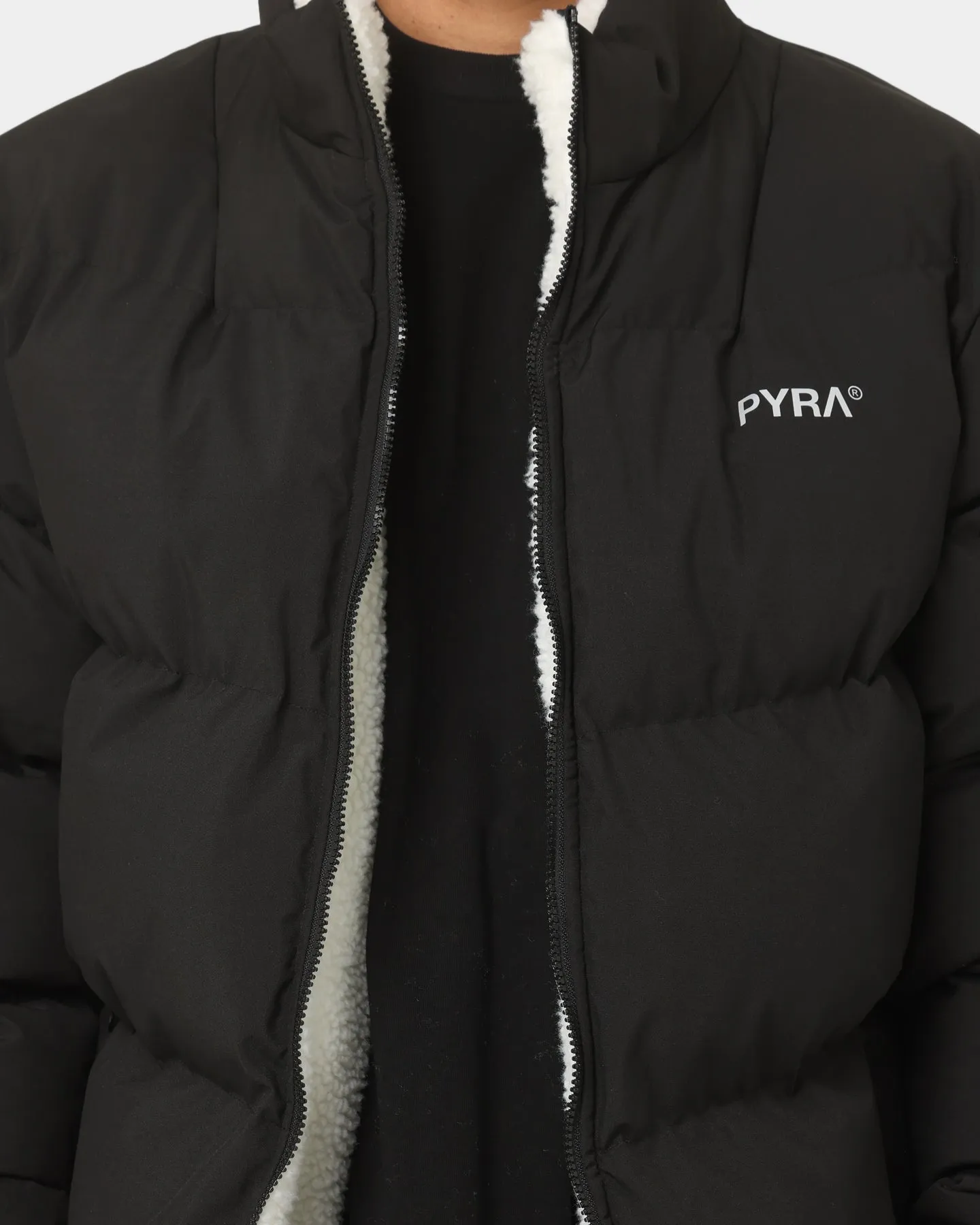 PYRA Sherpa Puffa Jacket Black/White