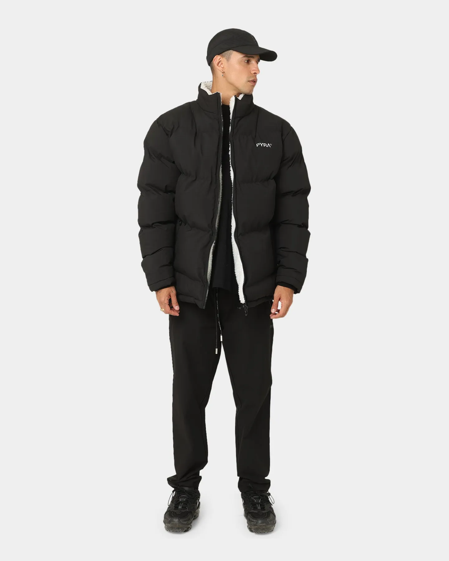 PYRA Sherpa Puffa Jacket Black/White