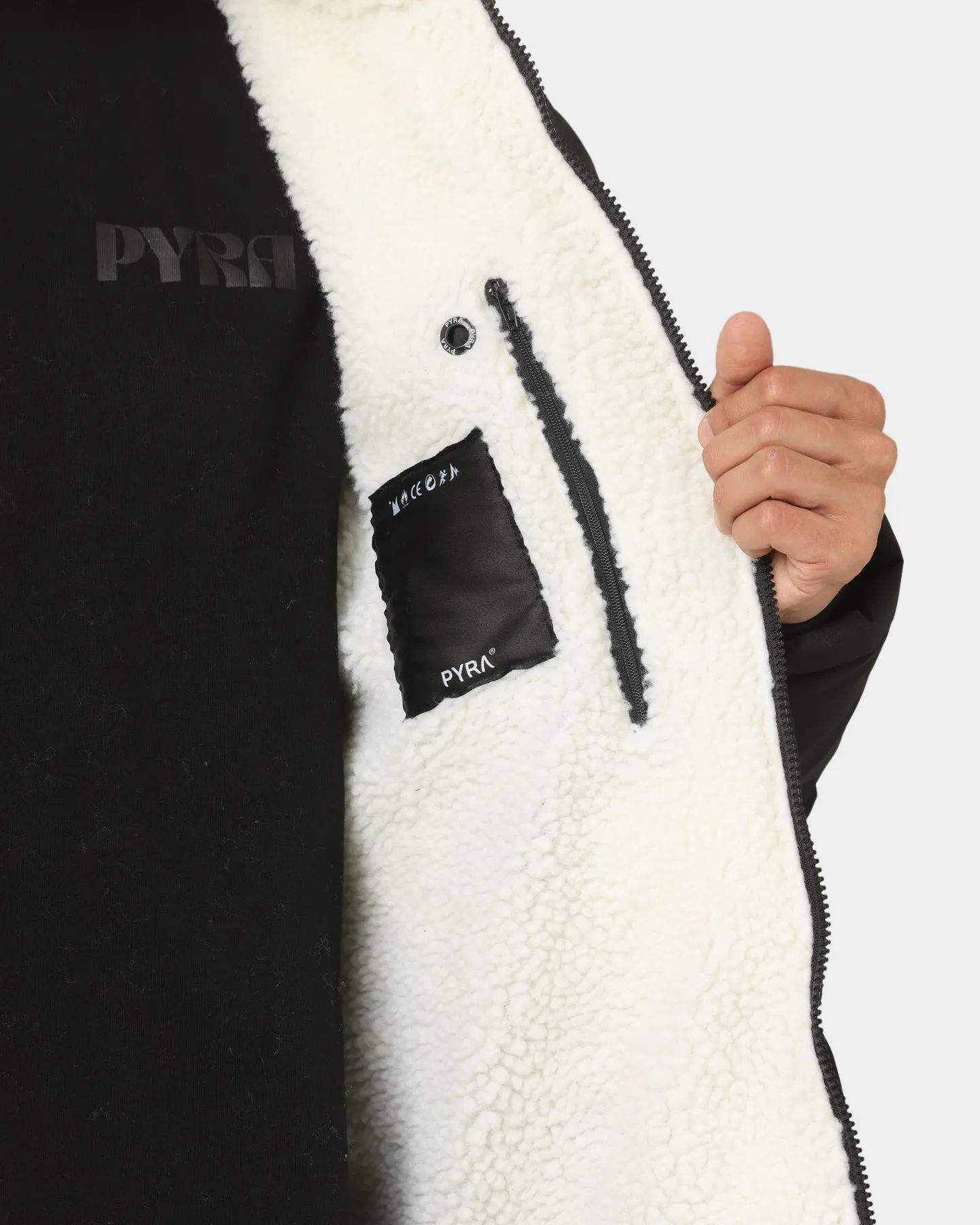 PYRA Sherpa Puffa Jacket Black/White