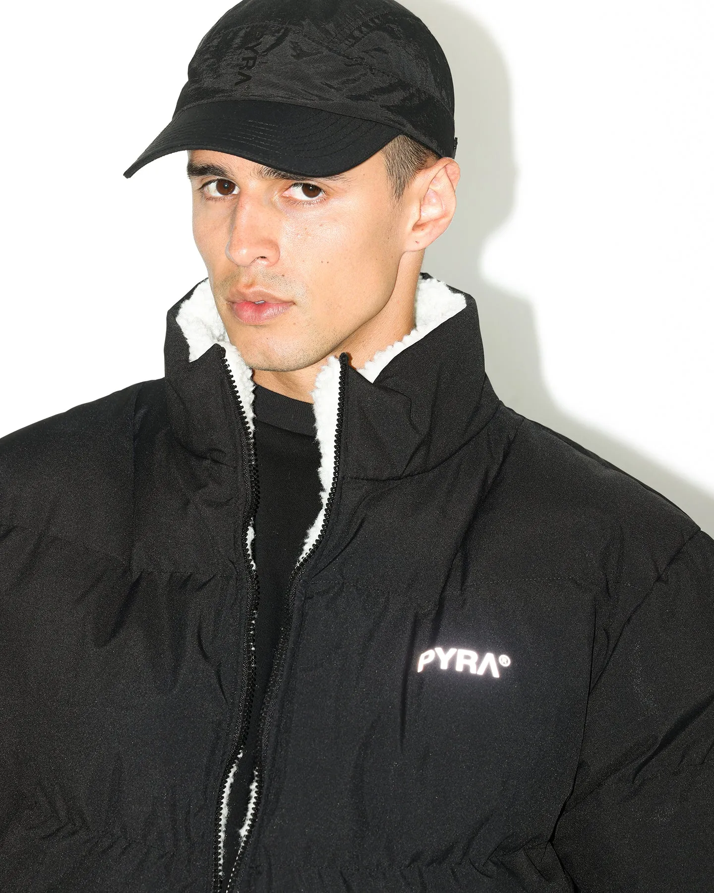 PYRA Sherpa Puffa Jacket Black/White